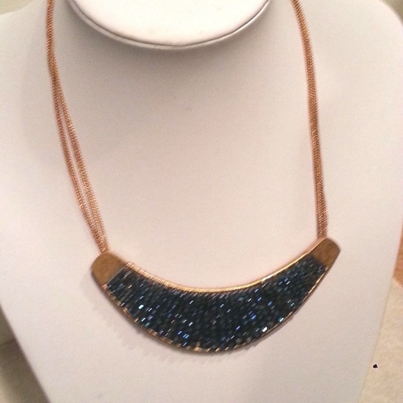 Kenneth Cole Goldtone Woven Blue Necklace - Picture 1 of 6